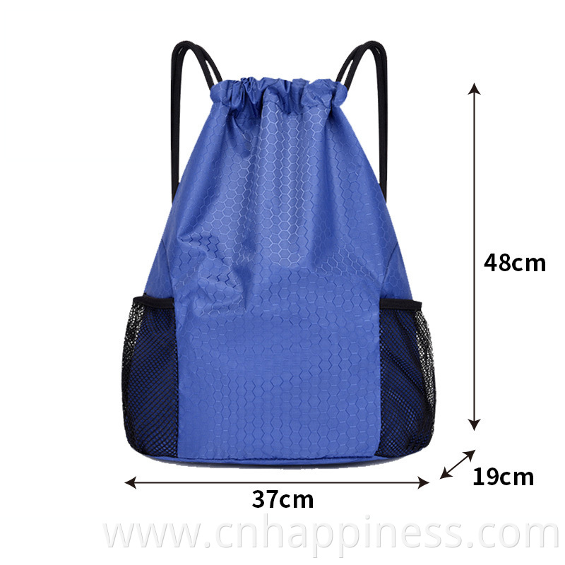 Custom Waterproof Travel Polyester Nylon Fabric Drawstring Pouch Bag Gym Sports Shoe Storage Organizer Men Drawstring Backpack